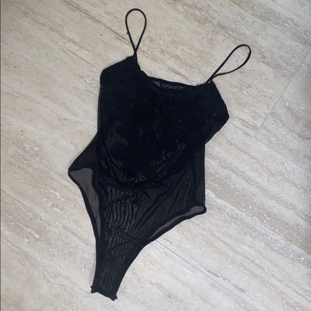 Sheer floral bodysuit